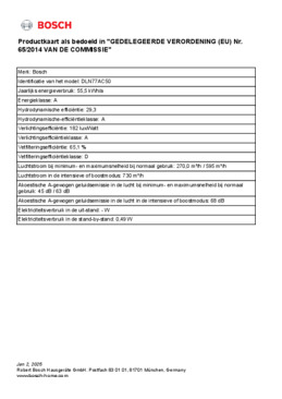 Instructie BOSCH afzuigkap inbouw DLN77AC50