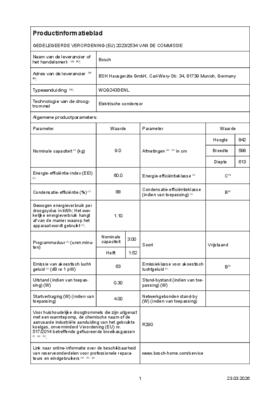 Instructie BOSCH droger warmtepomp WQG243DENL