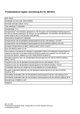 Instructie BOSCH droger warmtepomp WQH245B9NL