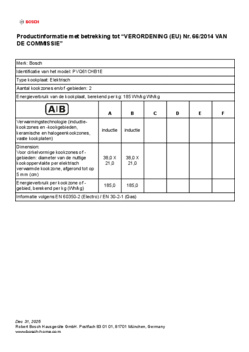 Instructie BOSCH kookplaat inbouw inductie PVQ61CHB1E
