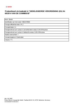 Instructie BOSCH oven inbouw zwart HBG537BB4