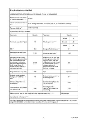 Instructie BOSCH vaatwasser SMS4HUW18E