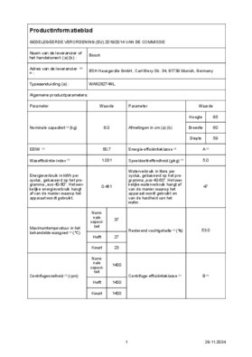 Instructie BOSCH wasmachine WAN28274NL