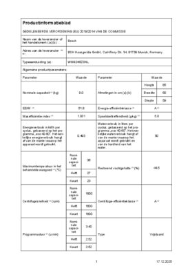 Instructie BOSCH wasmachine WGG246ZSNL
