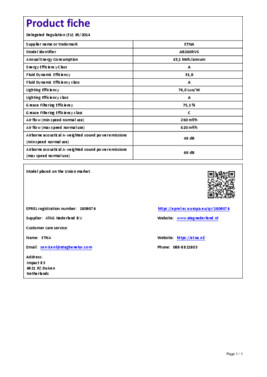 Instructie ETNA afzuigkap wand rvs AB260RVS