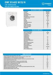 Instructie INDESIT wasmachine EWC 81483 W EU N