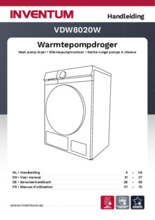 Instructie INVENTUM droger warmtepomp VDW8020W