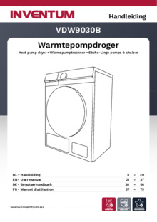 Instructie INVENTUM droger warmtepomp VDW9030B