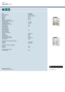 Instructie LIEBHERR koelkast inbouw IRSe 3901 20