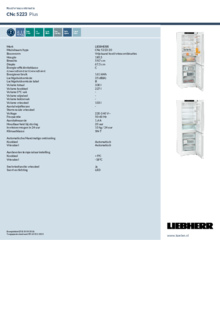 Instructie LIEBHERR koelkast wit CNc 5223 20
