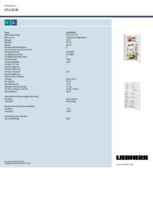 Instructie LIEBHERR koelkast wit CTe2131 26
