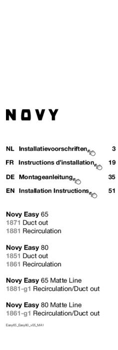 Instructie NOVY inductie kookplaat met afzuiging inbouw 1881 EASY 65 RECIRCULATIE