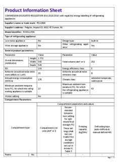 Instructie PELGRIM koelkast inbouw PCD51178N