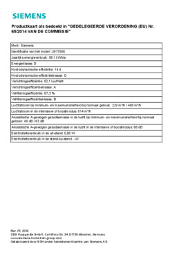 Instructie SIEMENS afzuigkap inbouw LB75566