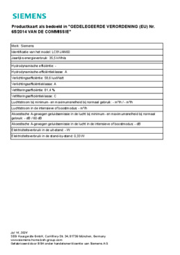 Instructie SIEMENS afzuigkap wand zwart LC81JAN60