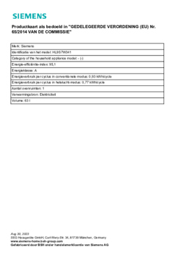 Instructie SIEMENS fornuis inductie HL9S7W341