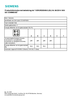 Instructie SIEMENS kookplaat inbouw EC6A5PI90N