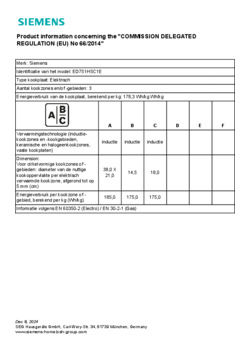 Instructie SIEMENS kookplaat inductie inbouw ED751HSC1E