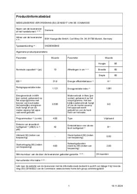 Instructie SIEMENS vaatwasser SN23EW28AE