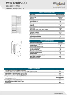 Instructie WHIRLPOOL koelkast WHC18D051A1