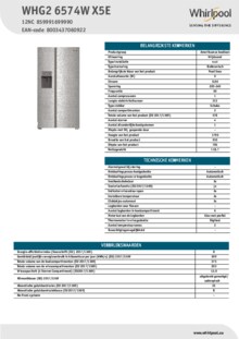 Instructie WHIRLPOOL koelkast WHG2 6574W X5E