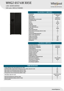 Instructie WHIRLPOOL koelkast WHG2 6574W XK5E