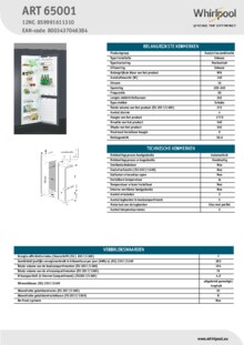 Instructie WHIRLPOOL koelkast inbouw ART 65001