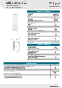 Instructie WHIRLPOOL koelkast inbouw WHSD18A013C2