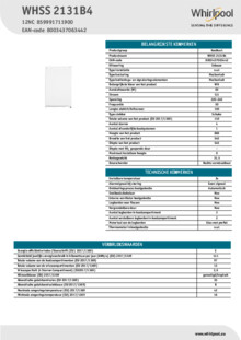 Instructie WHIRLPOOL koelkast inbouw WHSS 2131B4