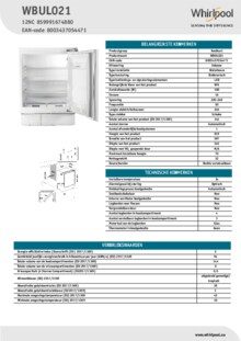 Instructie WHIRLPOOL koelkast onderbouw WBUL021