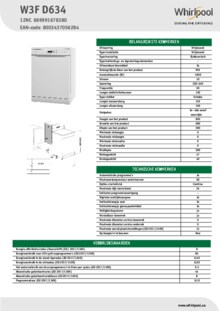 Instructie WHIRLPOOL vaatwasser W3F D634