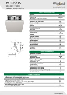 Instructie WHIRLPOOL vaatwasser inbouw W0ID561S