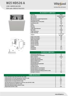 Instructie WHIRLPOOL vaatwasser inbouw W2I HD526 A