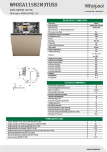 Instructie WHIRLPOOL vaatwasser inbouw WH8IA115B2M3TUS0