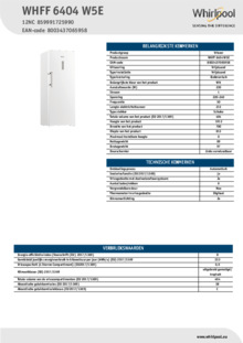 Instructie WHIRLPOOL vrieskast WHFF 6404 W5E