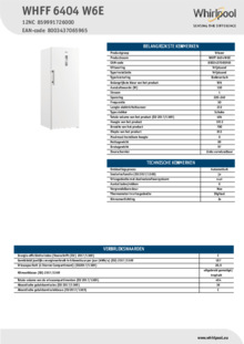 Instructie WHIRLPOOL vrieskast WHFF 6404 W6E