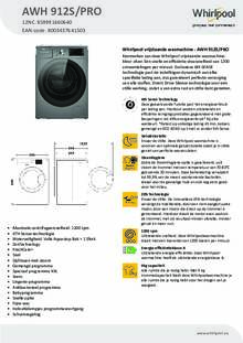 Instructie WHIRLPOOL wasmachine AWH912S PRO