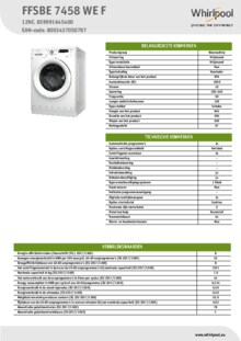 Instructie WHIRLPOOL wasmachine FFSBE 7458 WE F