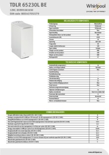 Instructie WHIRLPOOL wasmachine bovenlader TDLR7221BSBX N