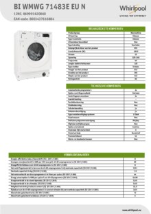 Instructie WHIRLPOOL wasmachine inbouw BI WMWG 71483E EU N