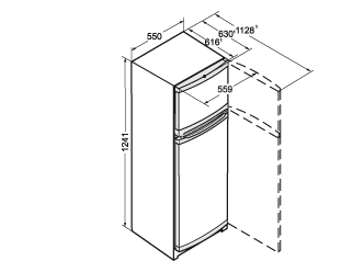 Maattekening LIEBHERR koelkast wit CTe2131-26