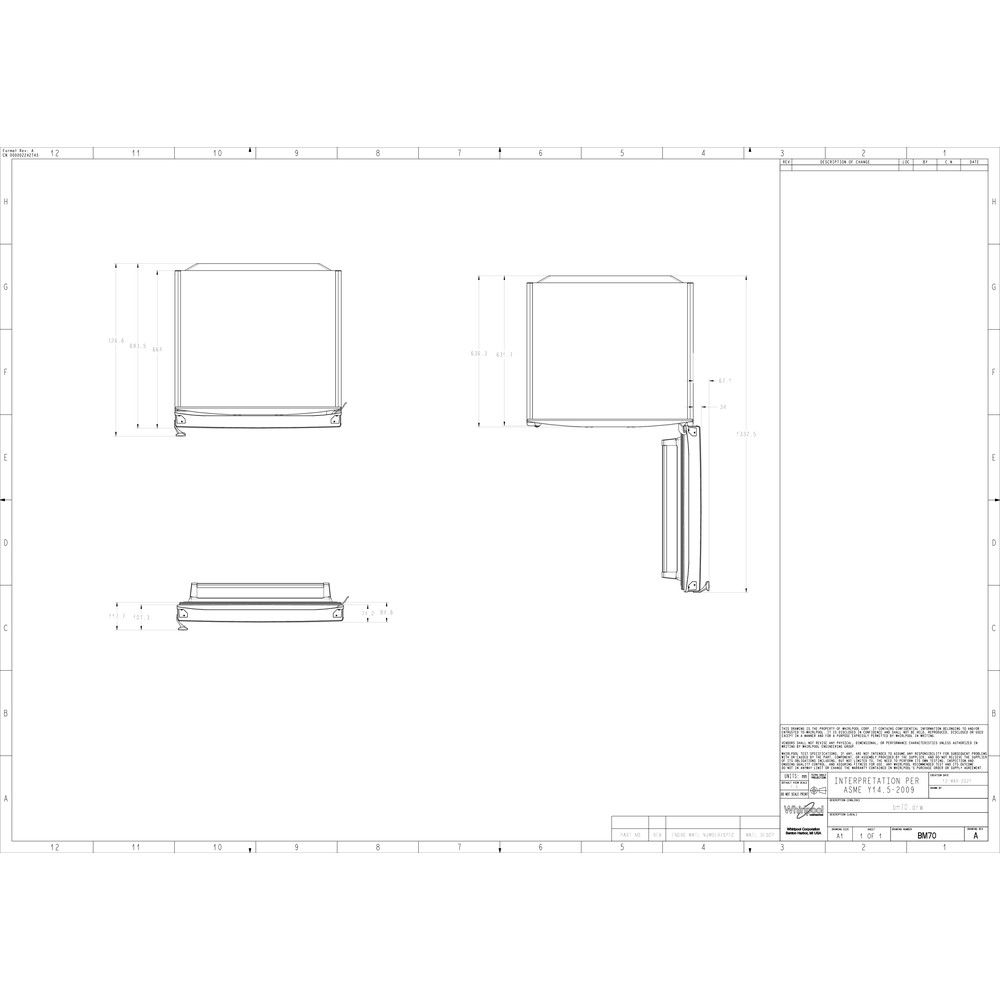 Maattekening met de afmetingen van dit model