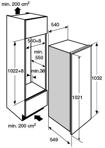 Maattekening met de afmetingen van dit model