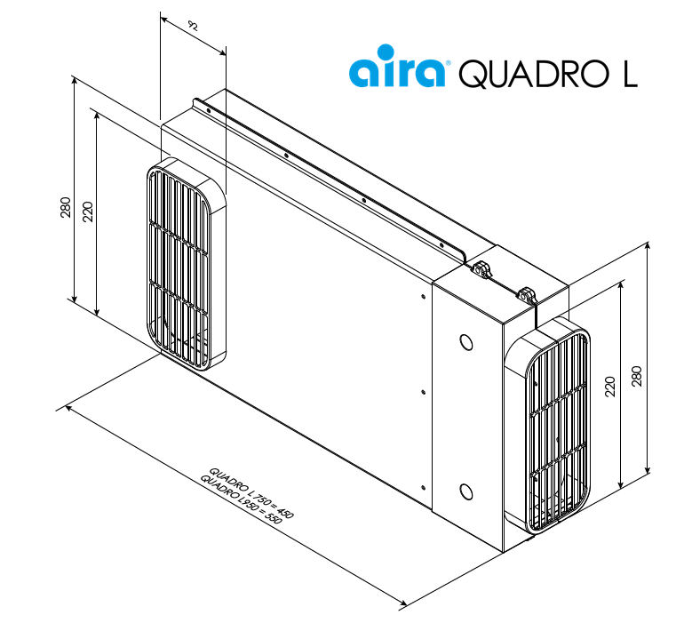 Maattekening AVITANA plasmafilter QUADRO L 950