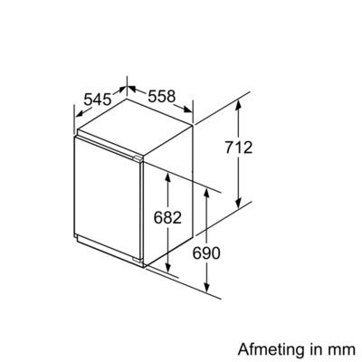 Maattekening met de afmetingen van dit model