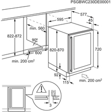 Maattekening AEG koelkast onderbouw AWUS052B5B