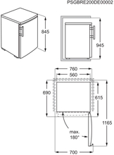 Maattekening AEG koelkast tafelmodel RTB411F1AW