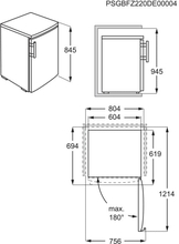Maattekening AEG koelkast tafelmodel RTB413E1AW
