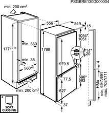 Maattekening AEG koelkast inbouw SCB61821LF