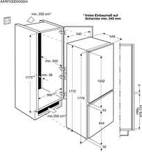 Maattekening AEG koelkast inbouw SCB61826NS